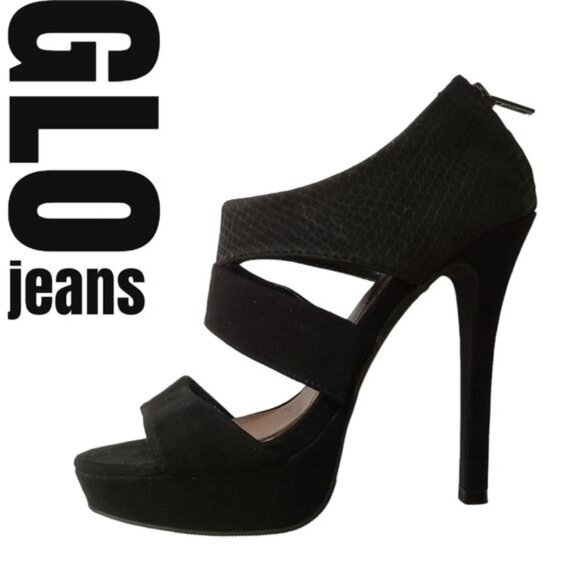 GLOjeans Black 4+ Inch Sexy 5M High Heels - Picture 1 of 11